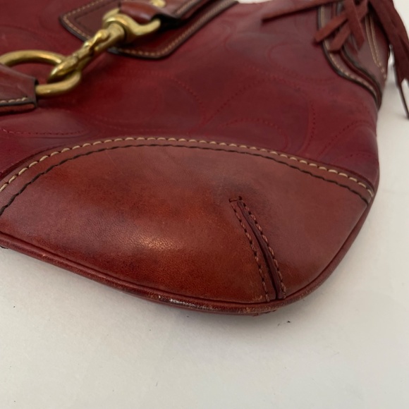 Coach Hampton red embossed C leather shoulder bag 11328 small hobo - Picture 6 of 12